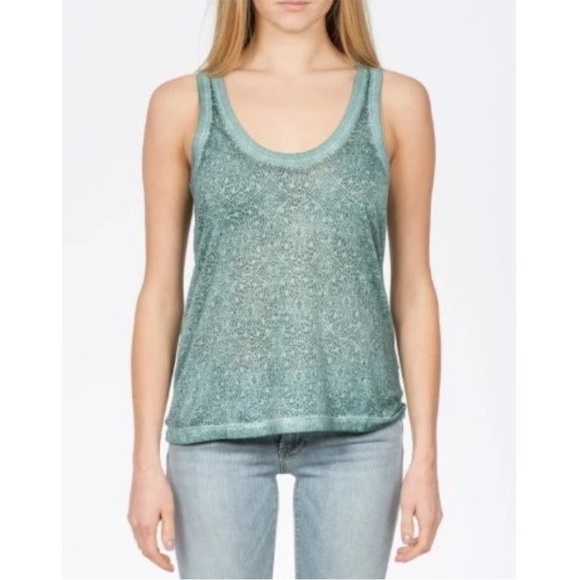 Zadig & Voltaire Deep Burn Tank top in Mint green blue sheer medallion small S - Picture 1 of 9